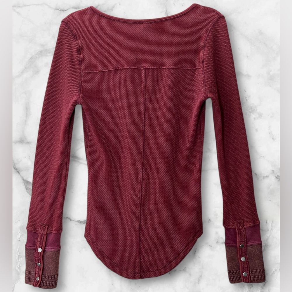 Free People We The Free Sunnie Valley Cuff Thermal Top Boho Maroon Rust Size M - Picture 5 of 14